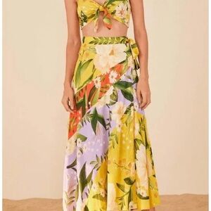 FARM Rio Vibrant Floral Skirt Set in Yellow and Purple
